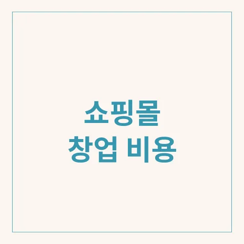 쇼핑몰 창업 비용