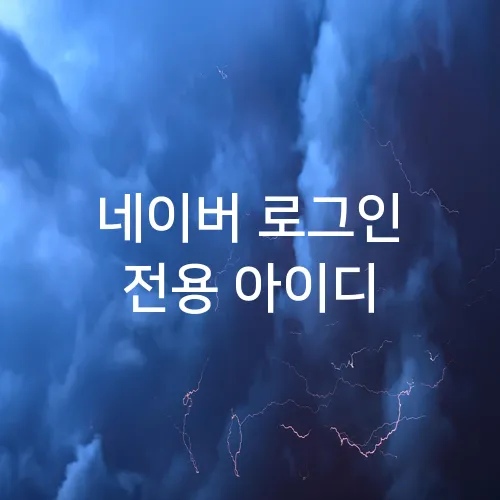 네이버 로그인 전용 아이디