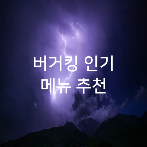 버거킹 인기 메뉴 추천