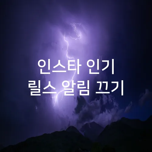 인스타 인기 릴스 알림 끄기